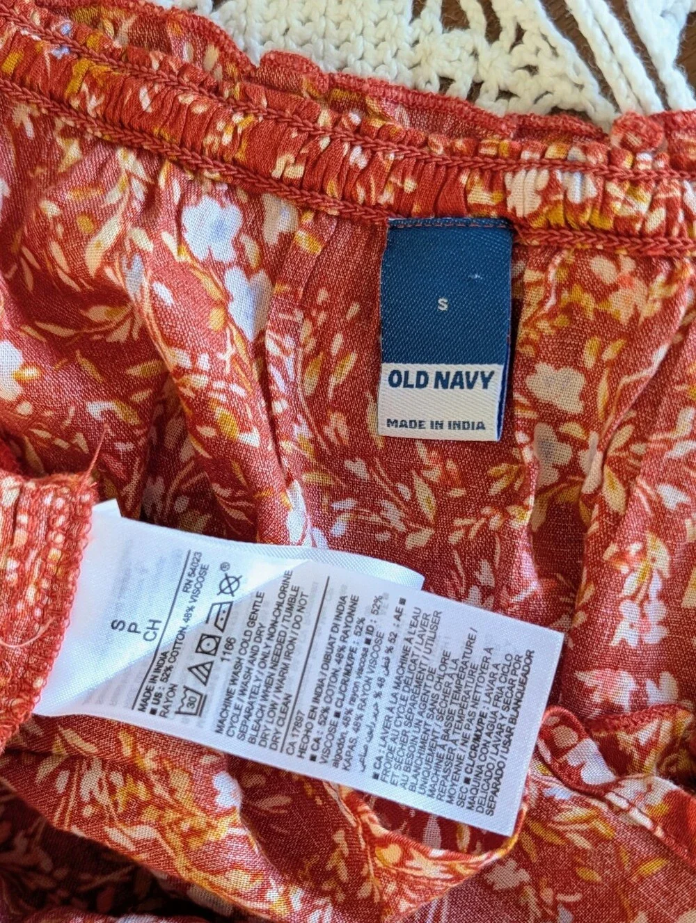 Old Navy Orange Floral Smocked Peplum Blouse - S